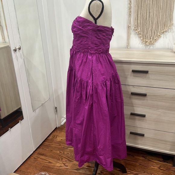 Ulla Johnson Ella Purple Pleated Cut Out Strapless Dress size 8 - Picture 5 of 8